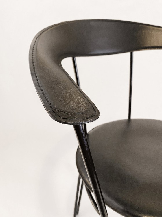 Image 1 of Vintage design tubular frame chairs – black – 1960s/70s style