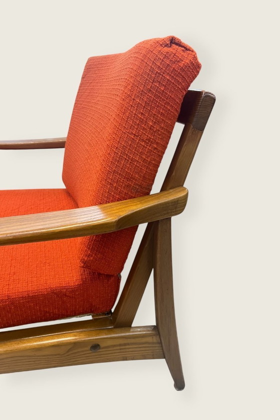 Image 1 of Poltrona vintage / poltrona da cocktail – anni '60 – stile scandinavo – legno massello – rivestimento originale sfoderabile