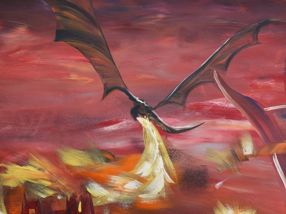 Image 1 of Dragon S053 - large Original Acrylic Painting