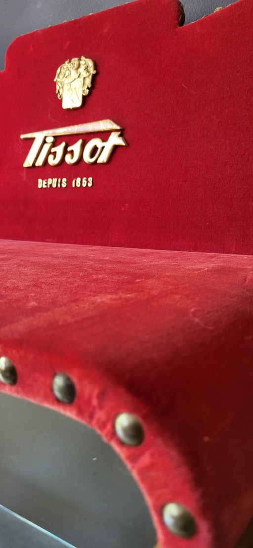 Tissot Uhrenständer aus rotem Samt Vintage 60er Jahre