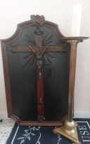 Authentic wall crucifix 1700/1750 with matching candlestick 1950