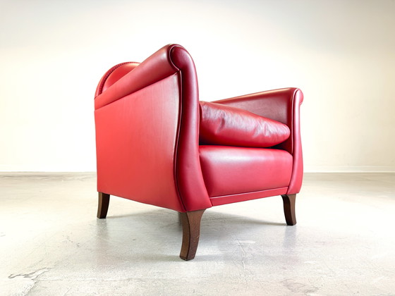 Image 1 of Lyra Fauteuil Poltrona Frau By Renzo Frau Cuir Rouge Lira