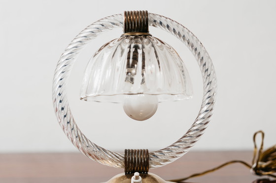 Image 1 of Barovier & Toso Pair of Murano Glass and Brass Lampshades, 1950s Vintage