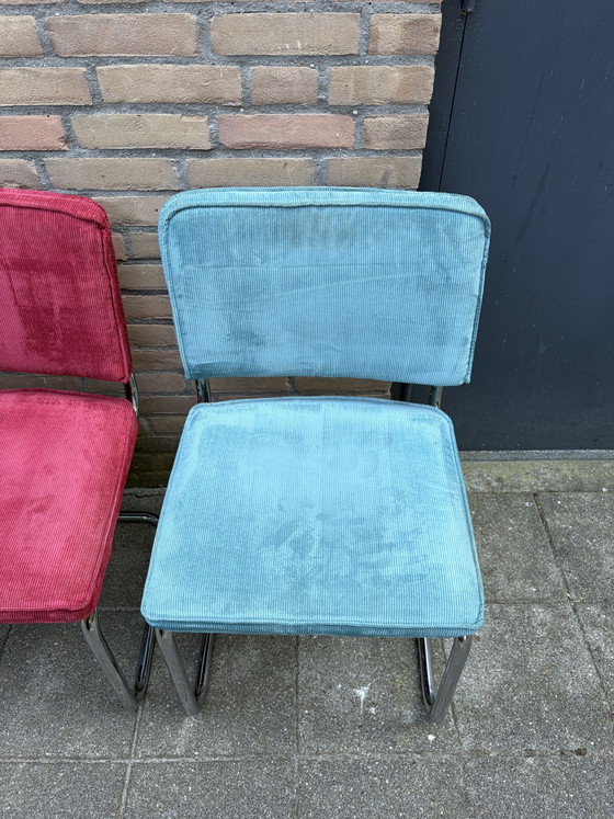 🪑🔥 6 Zuiver Ridge Rib Fabric Chairs – Dining chairs, Chrome, Wood (photo 6 of 7)