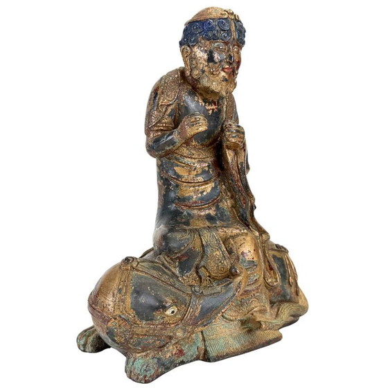 Arhat Statue, Gilded Dano Bronze, Himalayan – Buddhist Figure – Beeldhouwkunst (photo 2 of 16)