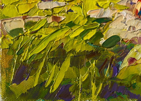 Image 1 of Original Oil Painting Summer Village Landscape On The Pasture Silence