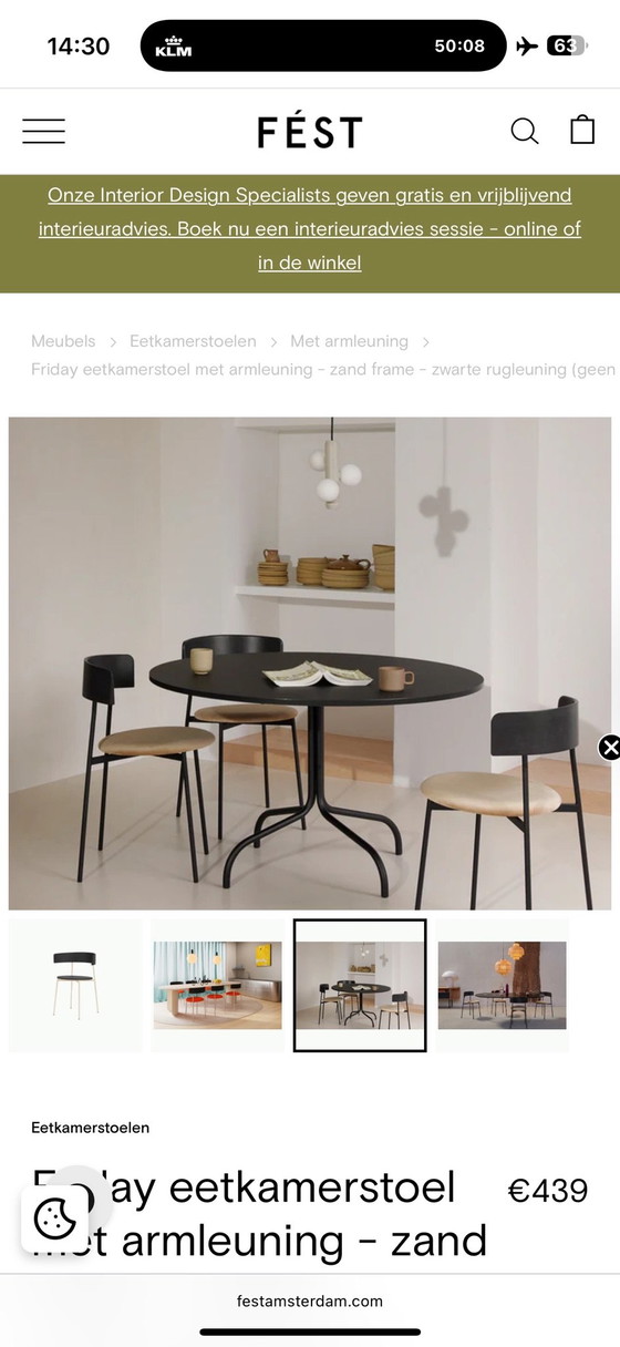 FÉST eettafel + stoelen, Eetkamerset, Mdf, Metaal, Beige (foto 4 van 5)