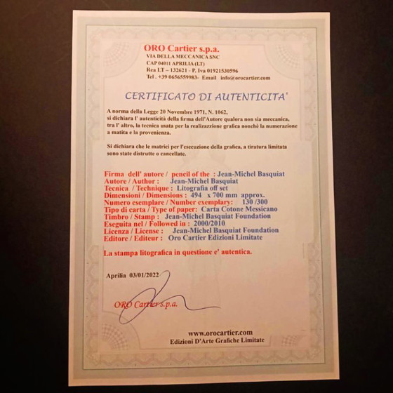 Image 1 of Lithographie en édition limitée de Jean-Michel Basquiat, numérotée au crayon.