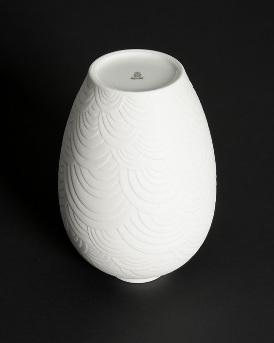 Image 1 of XL Heinrich Bisque Porcelaine Vase Duo Vintage 60s Design Op-Art Relief Art Déco