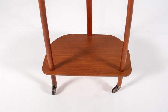 Image 1 of Teakhouten herenvaletstandaard op wielen uit het midden van de 20e eeuw, jaren 60.