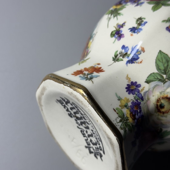 Image 1 of Boch Frères Keramis “Fleurs de Saxe” Keralux Art Deco Vase