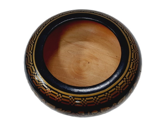 Image 1 of Vintage Hand-Carved & Painted Wooden Bowl (Likely Colombian Mopa Mopa)