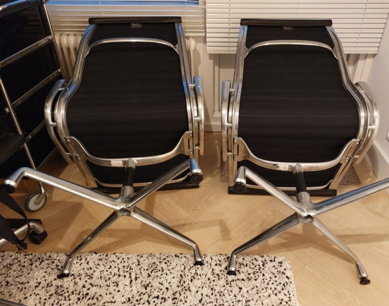 Image 1 of 2x Vitra EA112 black leather chairs