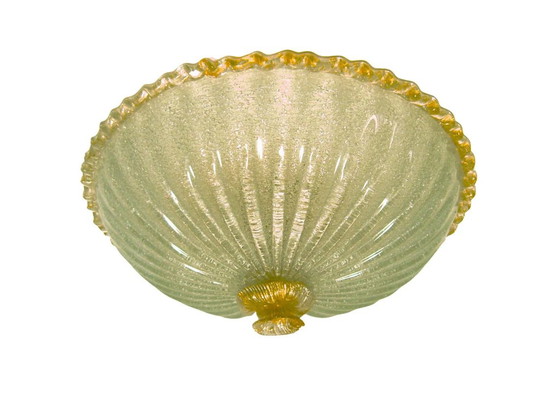 Image 1 of Grote plafondlamp, inbouw, Art Deco, Mid Century Modern, Murano glas kunst, Barovier I Toso, Hollywood Regency, Uniek