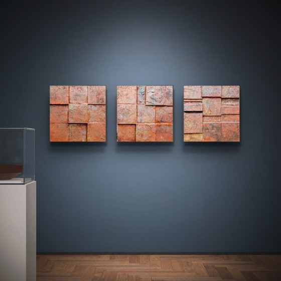 Image 1 of Modern Art Drieluik: Red Burning Earth