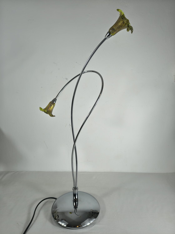Image 1 of Lampe de table avec 2 abat-jour en verre G4 et variateur.