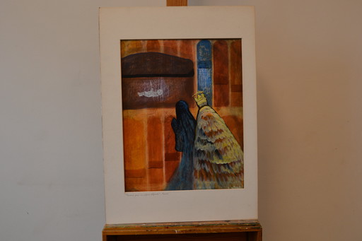 Peinture acrylique sans cadre sur papier W.Duyvendak Oegstgeest