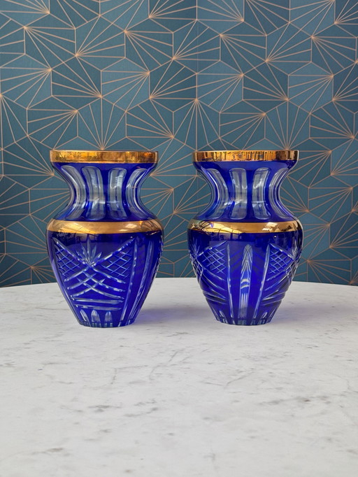 A pair of crystal vases