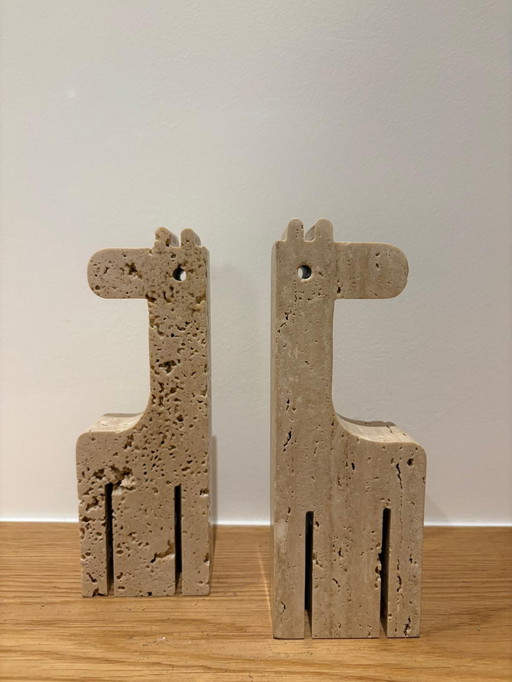 Coppia di giraffe in travertino, Fratelli Mannelli, Italia, anni '70