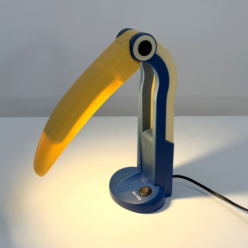 Blue & Yellow Toucan Lamp by H.T. Huang for Huanglite, 1980s