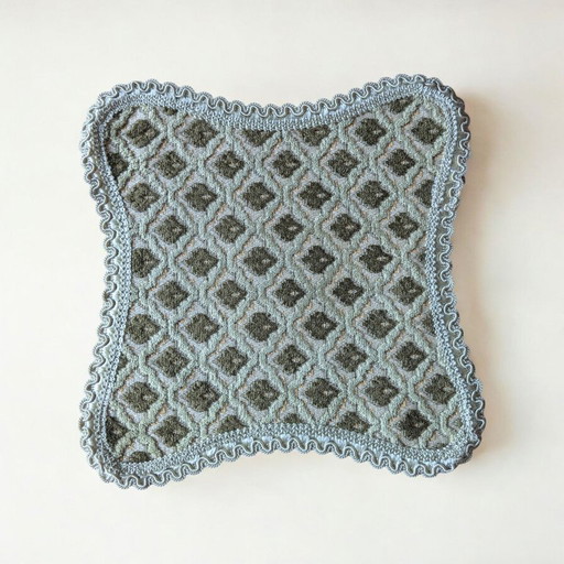 Vintage placemat in green and beige | 25 x 25 cm | Very good condition