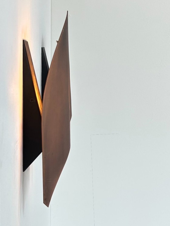 Image 1 of Pair of vintage wall sconces in matte copper, France, 1970