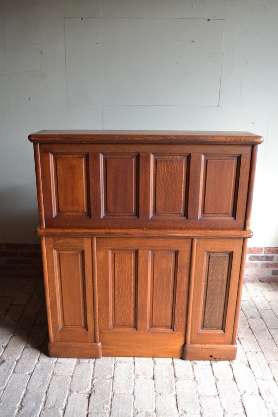 Image 1 of Antique Oak Wooden Shutter Desk, Secretaire