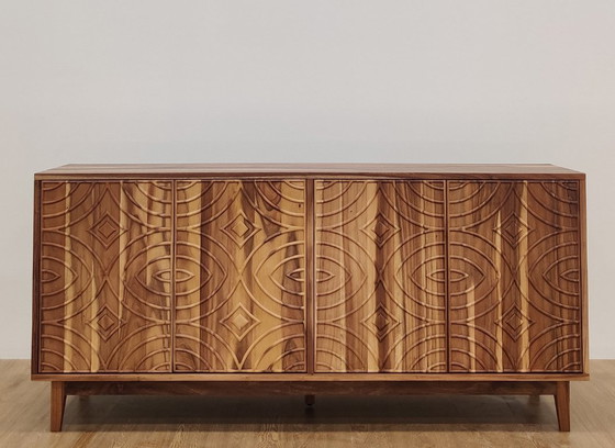 Image 1 of Luxe Japandi dressoir | Handgecarveerd acaciahout | 188 cm