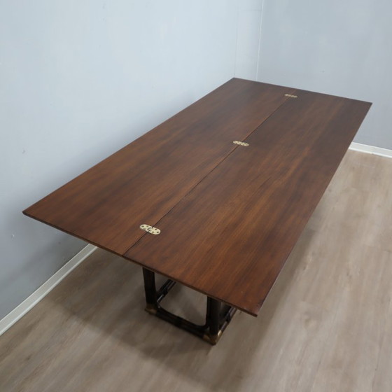 Tavolo da pranzo consolle convertibile McGuire in rattan e rovere anni '70 – Console, Wood (photo 15 of 15)