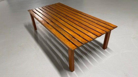 Scandinavian slatted bench or plant table 60s/70s, Benches, Wood, Brown (photo 6 of 7)