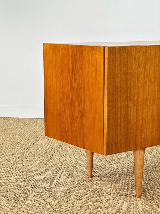 Image 1 of Scandinavian teak sideboard with 4 doors and tapered legs, 1960s