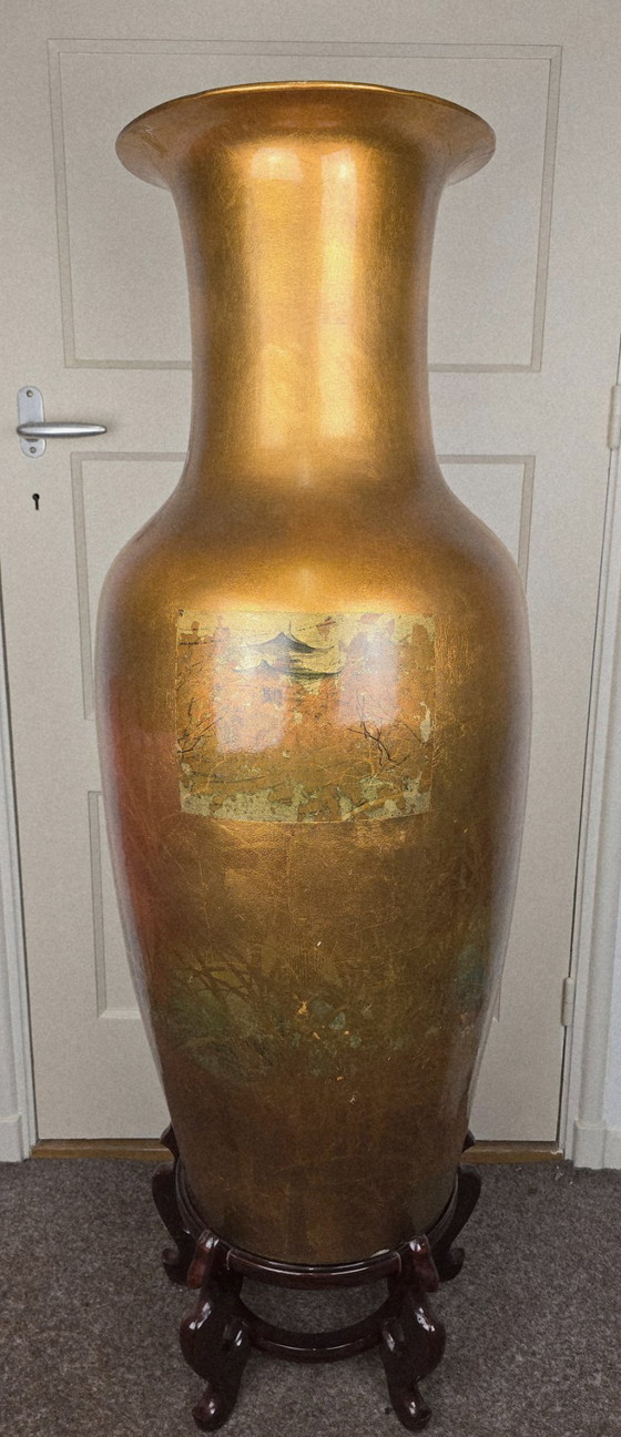 Image 1 of Grande vaso cinese dorato, porcellana cinese