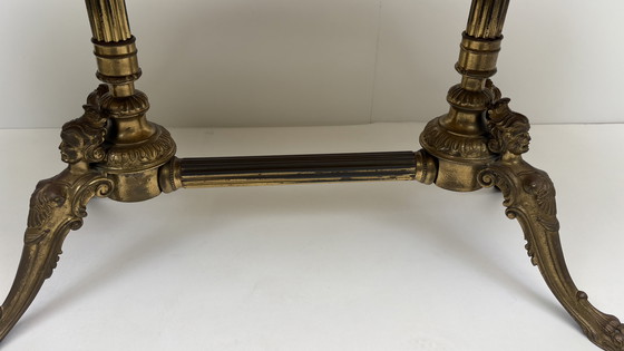 Image 1 of Tavolino da caffè vintage in pietra naturale, ottone e marmo onice