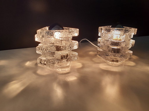 1 van 2 glazen Peill en Putzler tafellampjes, mcm glazen design tafellampje; 2 stuks beschikbaar
