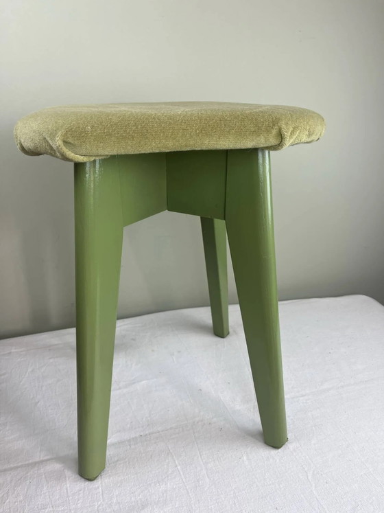 Vintage stool – Wood, Velvet (photo 3 of 11)