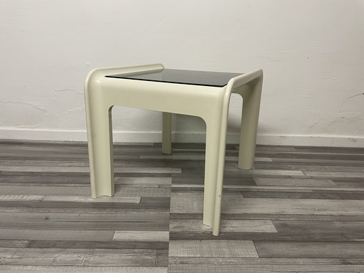 Space Age Table basse en plastique & verre fumé