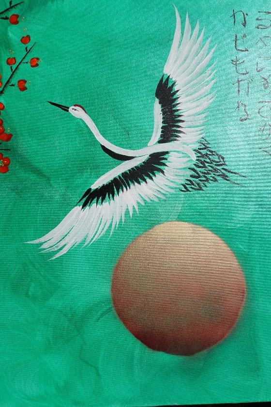 Japanse kraanvogel J510 - origineel schilderij 210cm – Schilderijen & Tekeningen, Canvas (photo 5 of 12)
