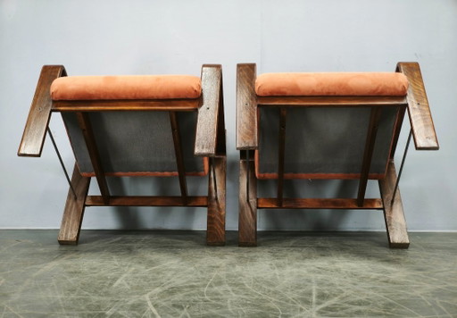 Coppia di poltrone Ludvik Volak Drevopodnik Holesov, stile Mid-Century Lounge, ceco, anni '70.