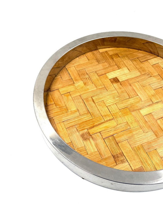 Image 1 of Hollywood regency bamboo and brass tray, Italy 1970s