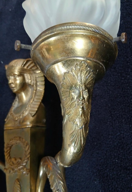 Rara Applique 1° Impero Bronzo Massiccio Sfinge Egizia – Bronze, Glass (photo 5 of 16)