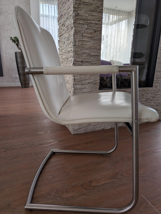 Dining chair, white leather. 8 pieces. Henders and Hazelm