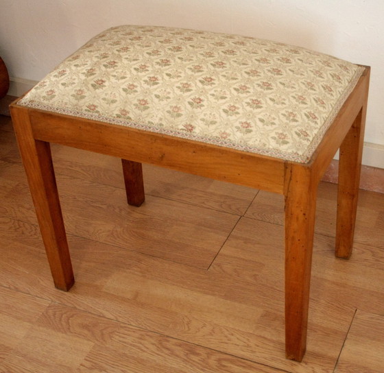 Image 1 of Vintage stool-bench in solid walnut wood, 1950s-60s
