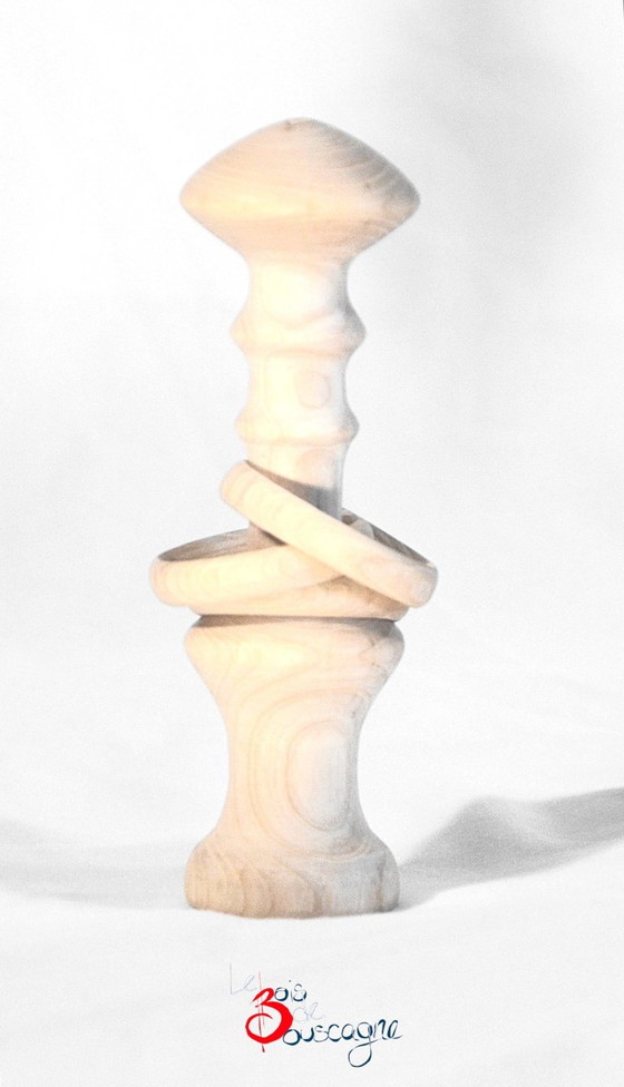 Sonajero Artesanal de Madera Maciza con 3 Anillos, Hecho en Francia, 11 x 3 cm – Le bois de Bouscagne (photo 3 of 5)
