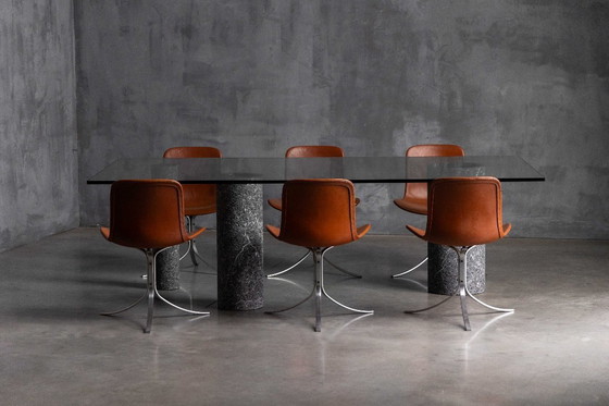 Image 1 of Esstisch aus Marmor und Glas von Massimo Vignelli, Italien, 1980er Jahre