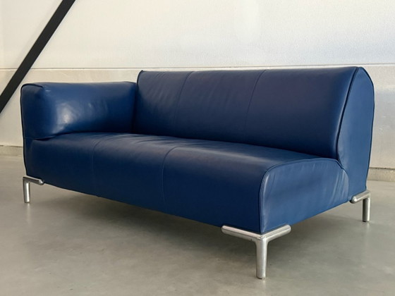 Bert Plantagie sofa and Chaise longue - blue leather, Metal, Modern (photo 8 of 15)