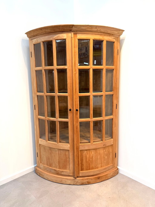 Vitrina curva de teca – vitrinekasten, Glass