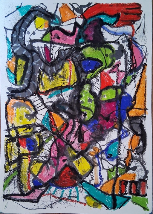I'm lazy today, why is it 40 degrees? Mixed media, ink with oil pastel. Street art.
