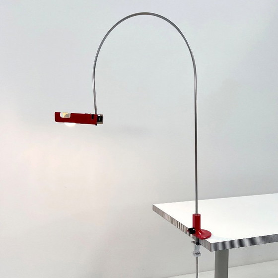 Image 1 of Rote Spinnen-Schreibtischlampe von Joe Colombo für Oluce, 1970er Jahre