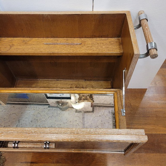 Image 1 of Meuble bar style Art déco, bois de chêne, années 80 – France