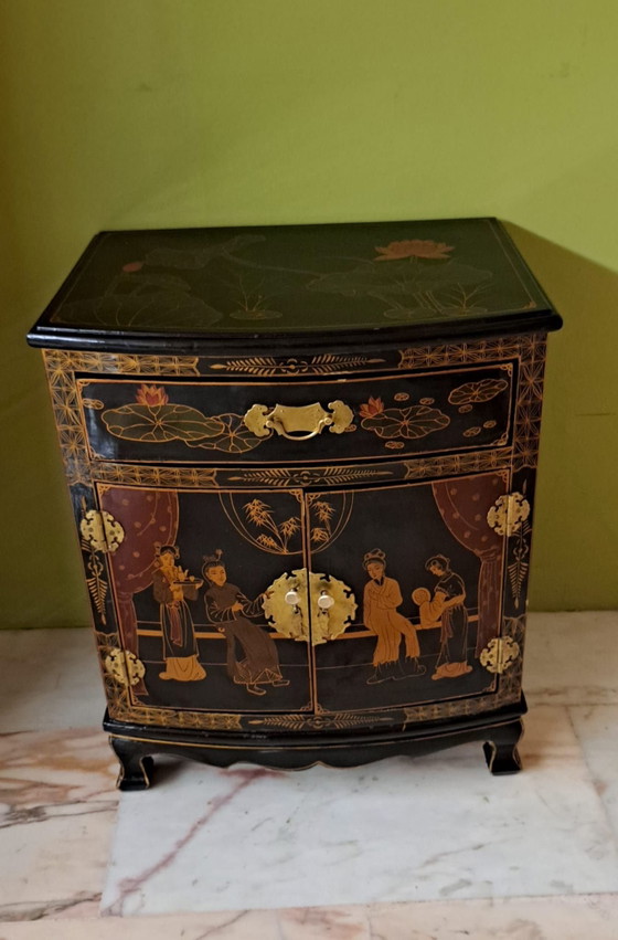 Tavolino orientale antico., Comodini, Legno, Ottone, Nero (foto 2 di 8)